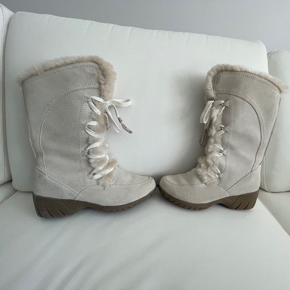 Stylish Suede tall winter boots with slight heal